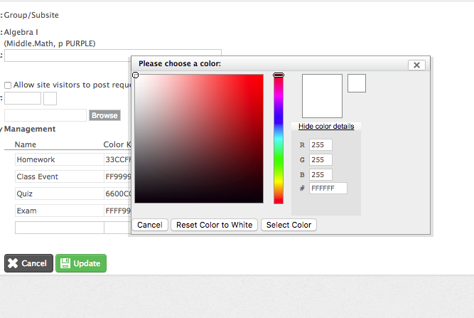 Hex Color Chart Picker