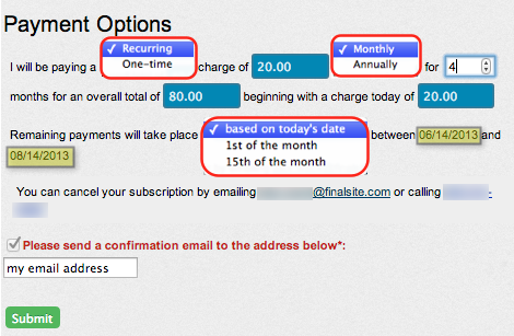 Set up recurring payments – Finalsite Support