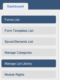 Manage list libraray button