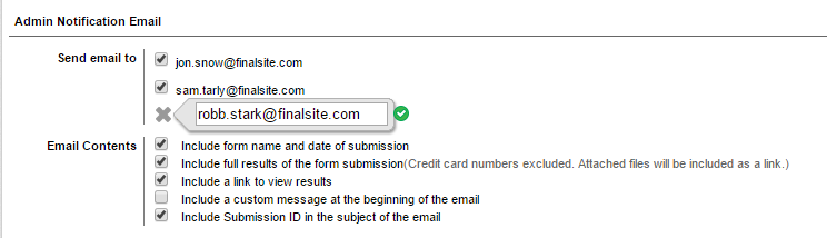 Add admin notification emails
