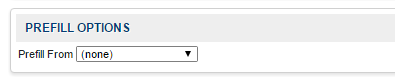 Prefill options dropdown menu
