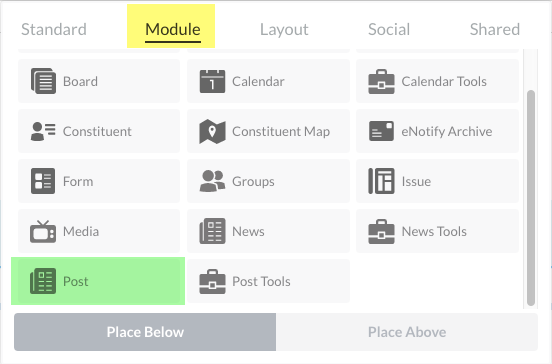 Post element – Finalsite Support