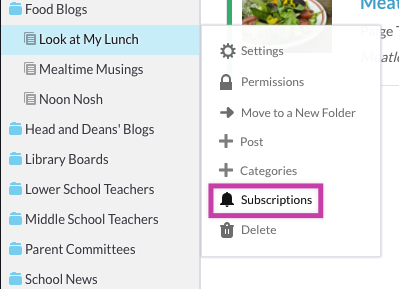 Link to Subscriptions in Board menu