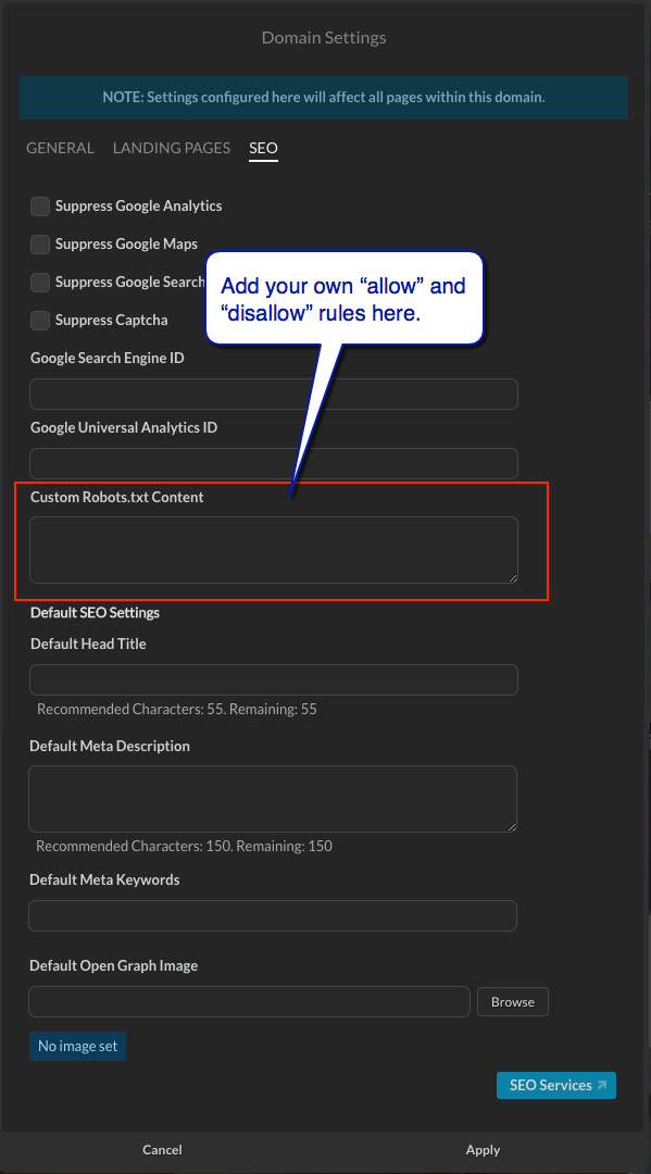 Robots.txt Textbox