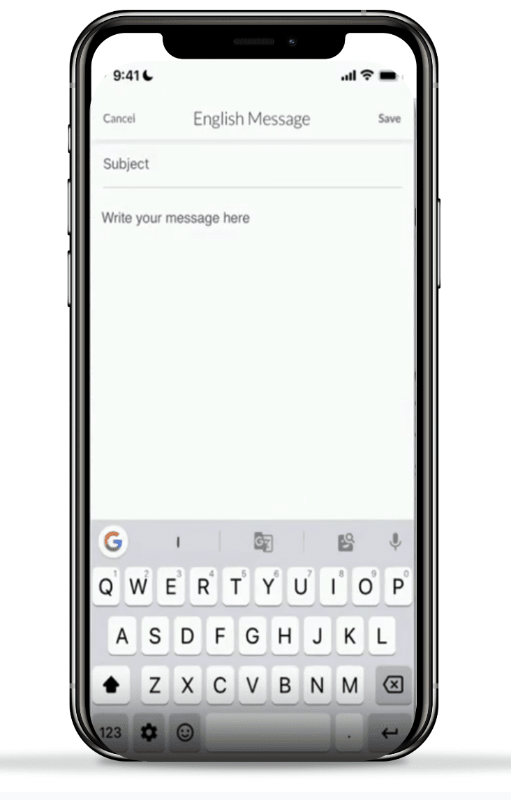 Write your message screen