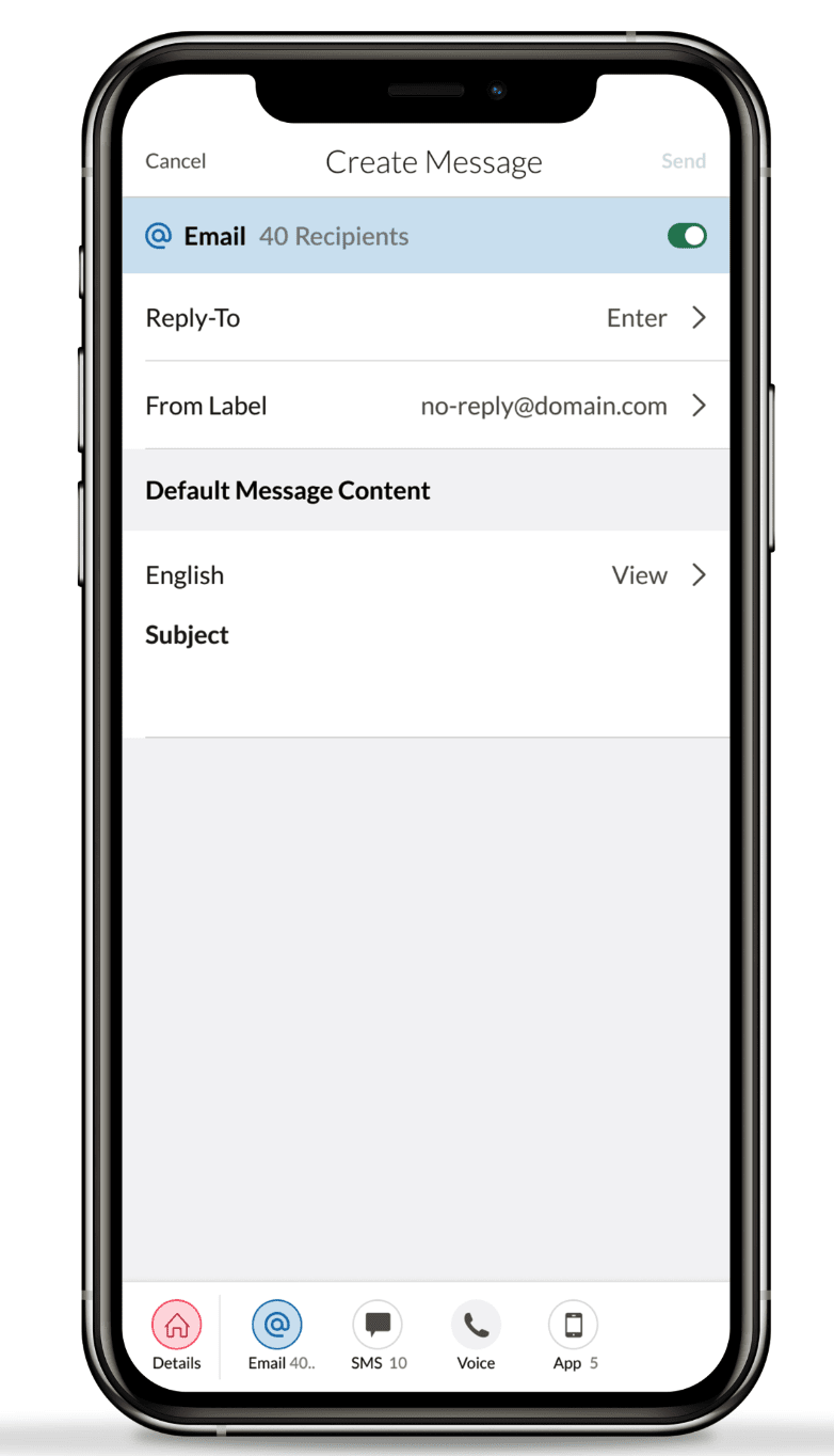 Create message screen