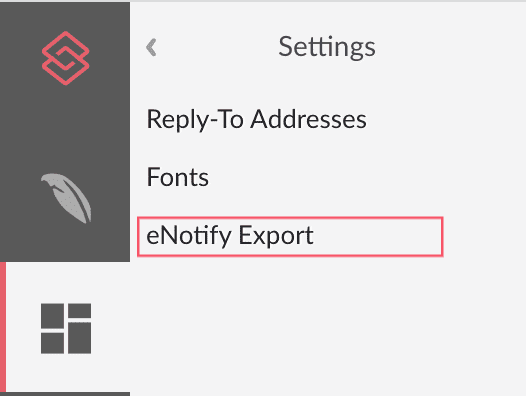 eNotify export option highlighted