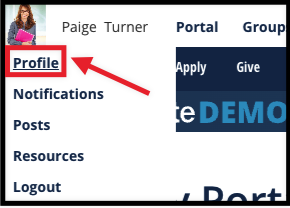 pointing to the profile button in portal login account menu.png