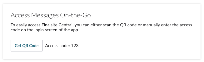 finalsite central app messages dashboard access code.png