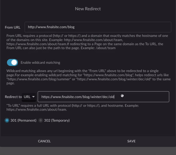 redirect to URL vs page .gif