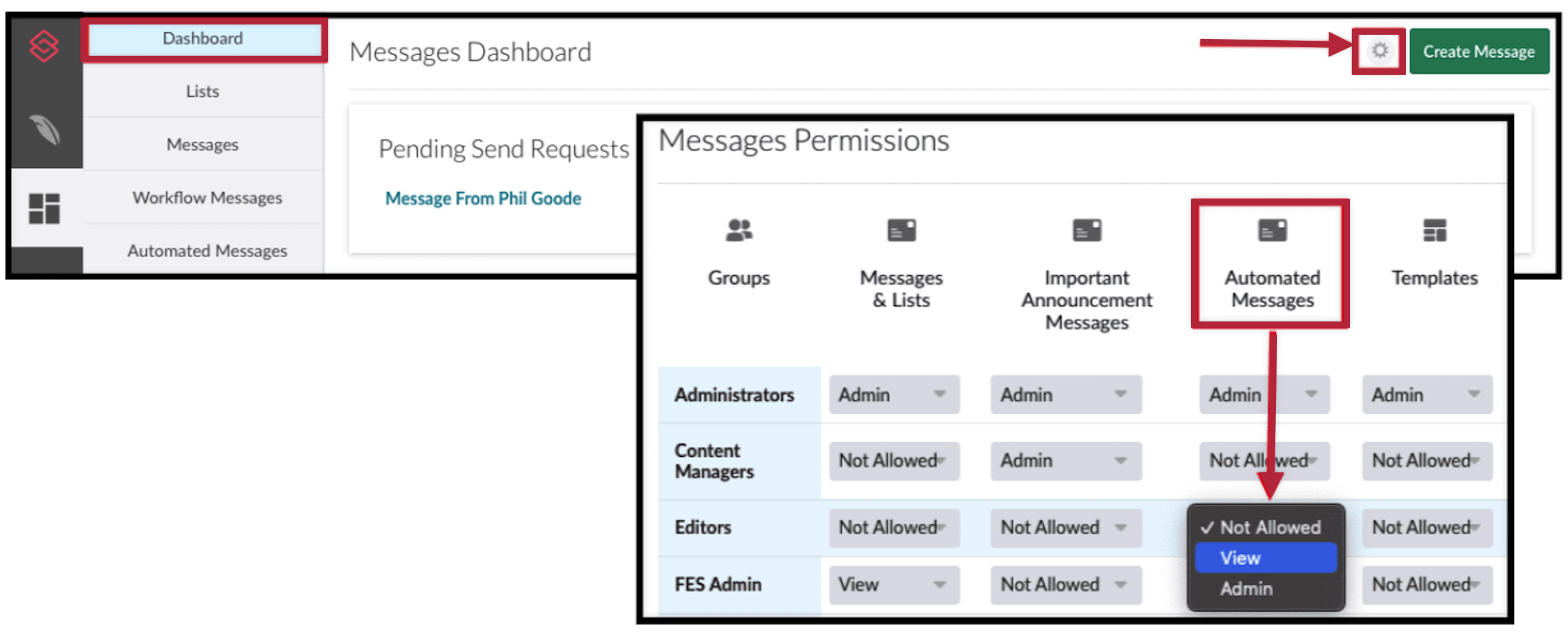 where to find automated messages permissions column.png