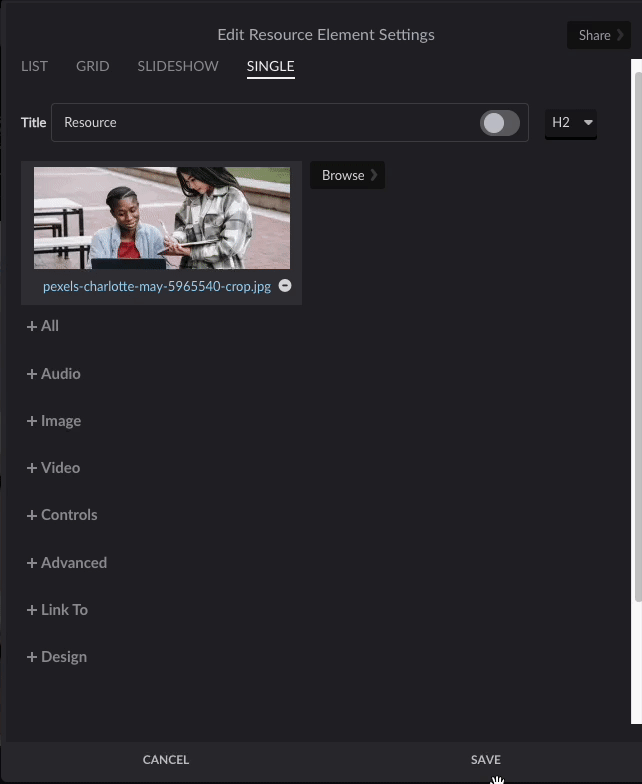 Change the format of your interior page resource elements.gif