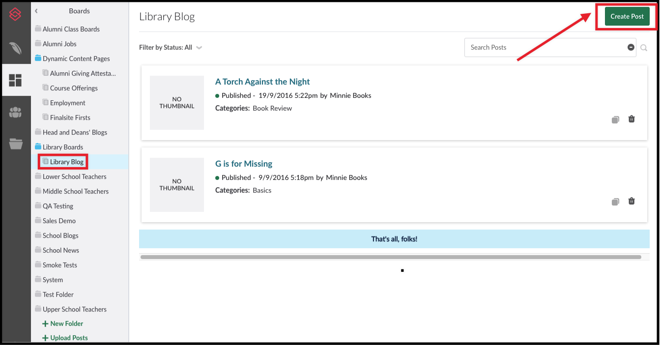 Create and publish a post – Finalsite Support