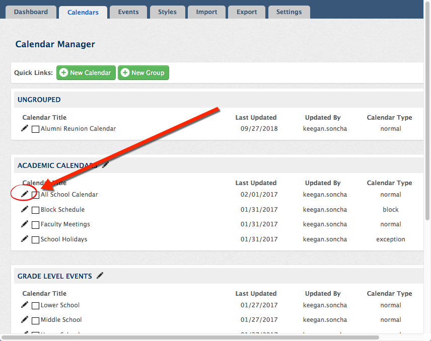 Calendar Manager permissions Finalsite Support