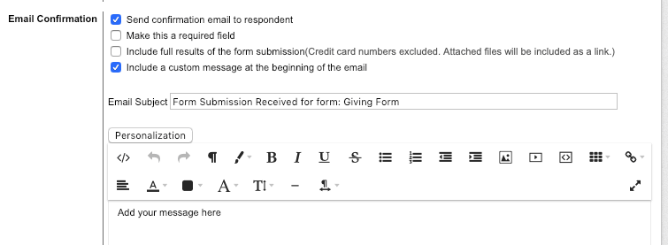Email Confirmation options