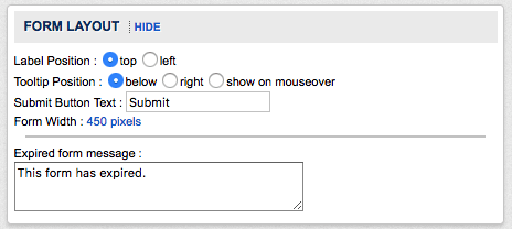 Form Layout menu