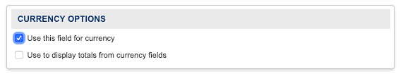 Currency options checkbox