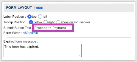 Change text of submit button