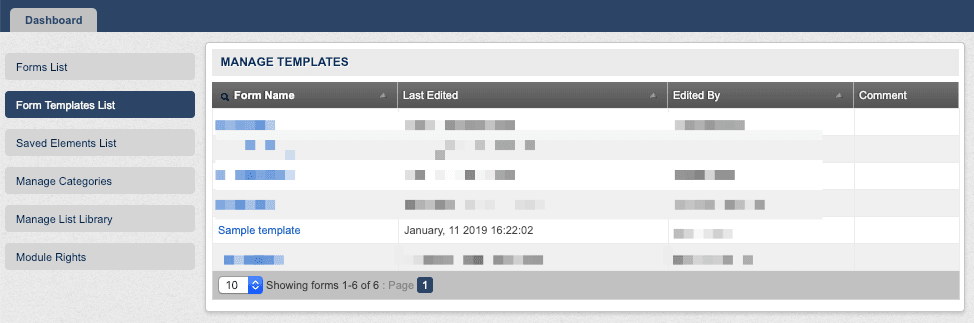 Form Templates List