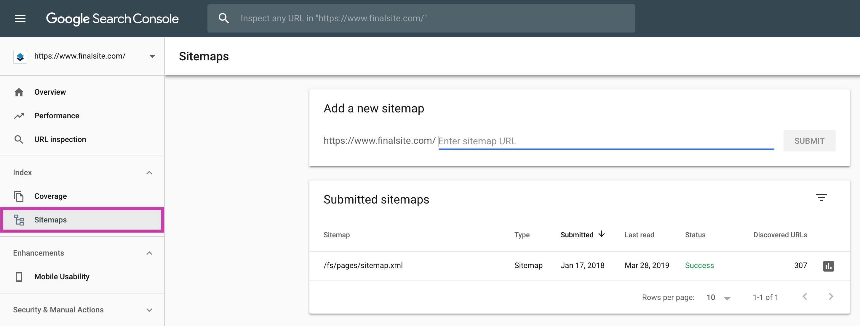 Link to sitemaps in left navigation