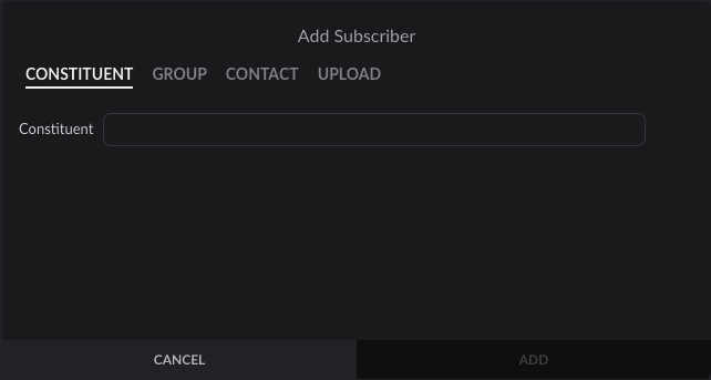 Add Subscriber modal window