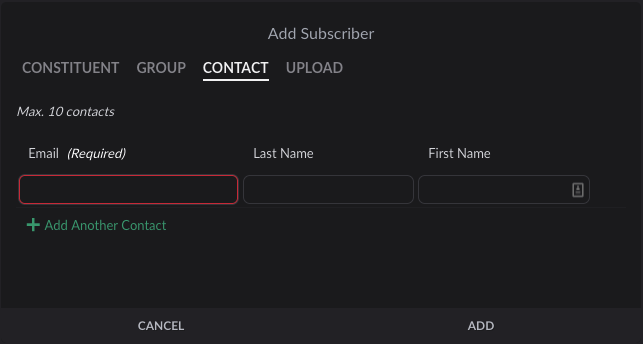Add single contact subscriber