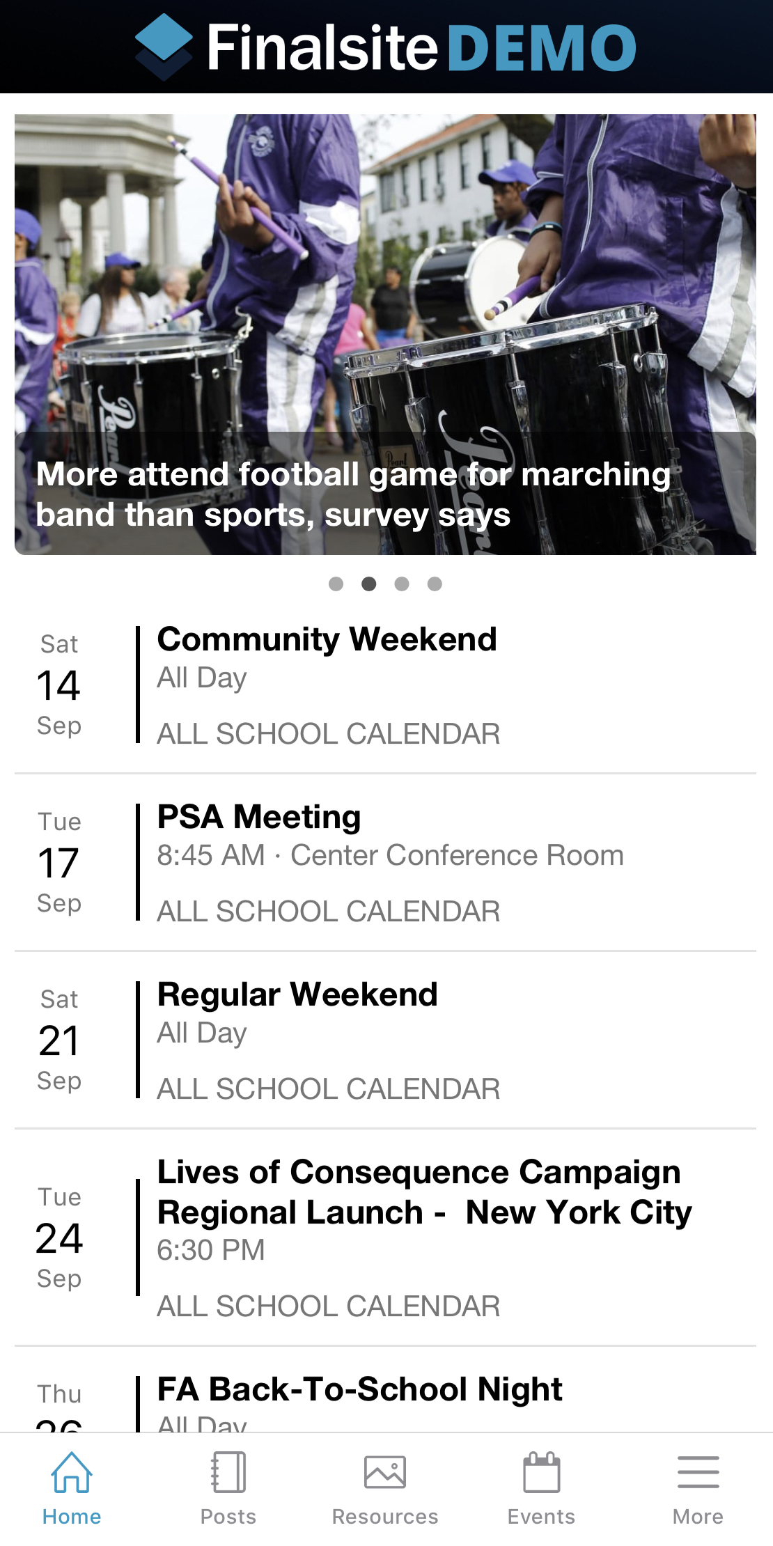 App screenshot with Posts formatted as poster images