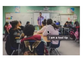 Example of tool tip with I am a tool tip text appearing when hovering over an image with mouse pointer