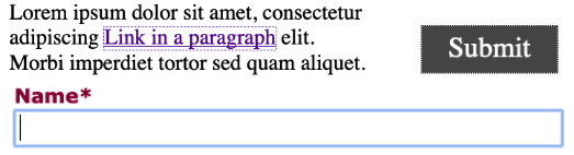Examples of focus indicator appearance in Firefox
