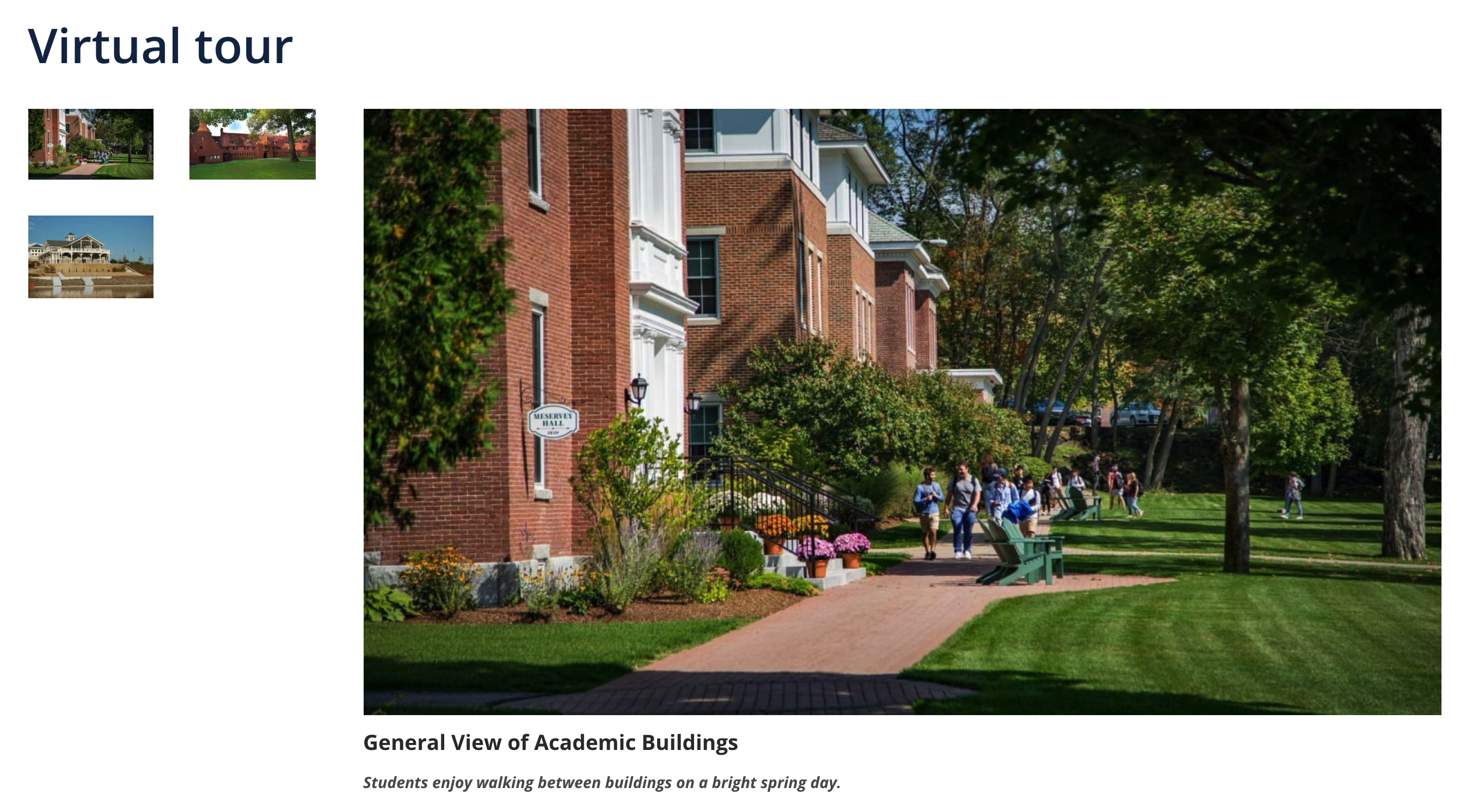 Virtual tour set up with Grid format Resource element on left and Single format element on right