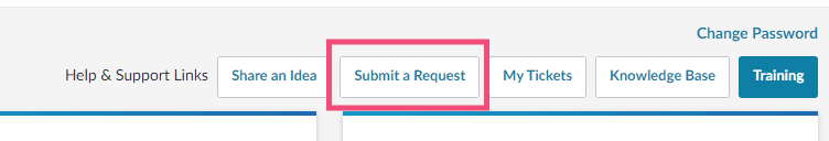 support dashboard with a focus on submit a request
