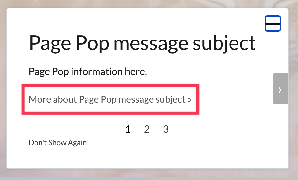 Example Page Pop with More about Page Pop subject link highlighted