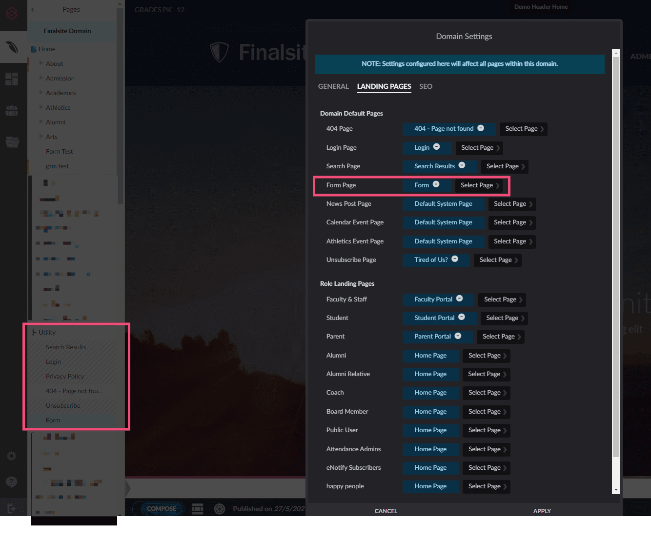 form_landing_page_in_domain_settings_with_emphasis_on_the_utility_branch_and_form_page_selection.png