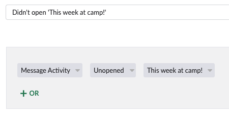 Segment conditions selected for all three dropdowns