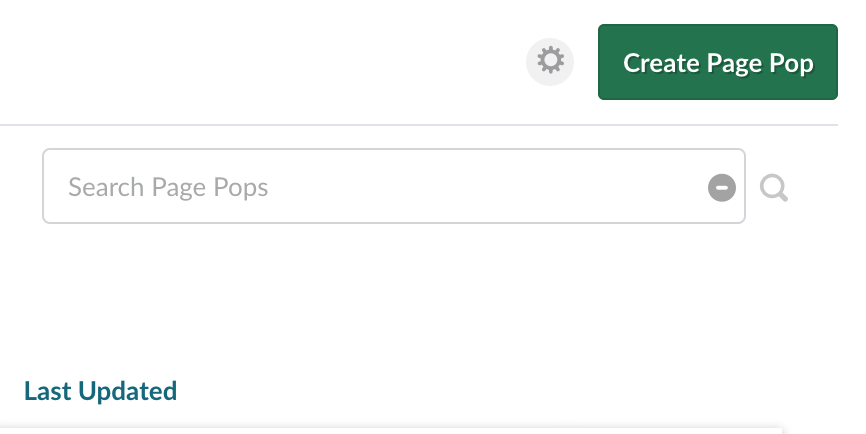 Create Page Pop button on Page Pops dashboard