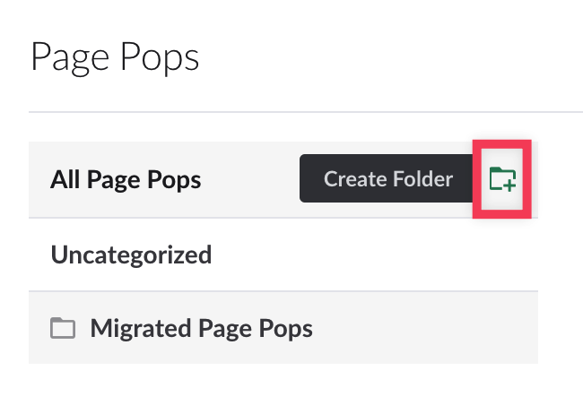 Create Folder icon highlighted on Page Pops folder list