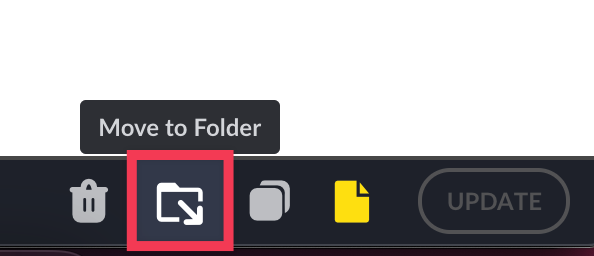 Move to folder icon highlighted on Page Pop details screen