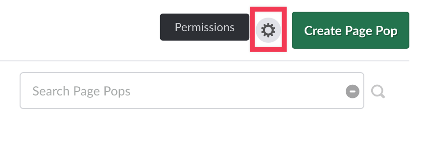 Permissions icon highlighted on Page Pops main menu