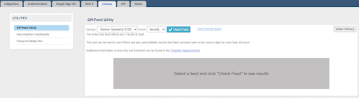 Off-Feed Utility interface in Integrated Services Manager