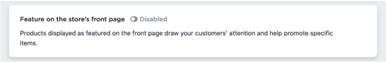 Feature on the store front page option