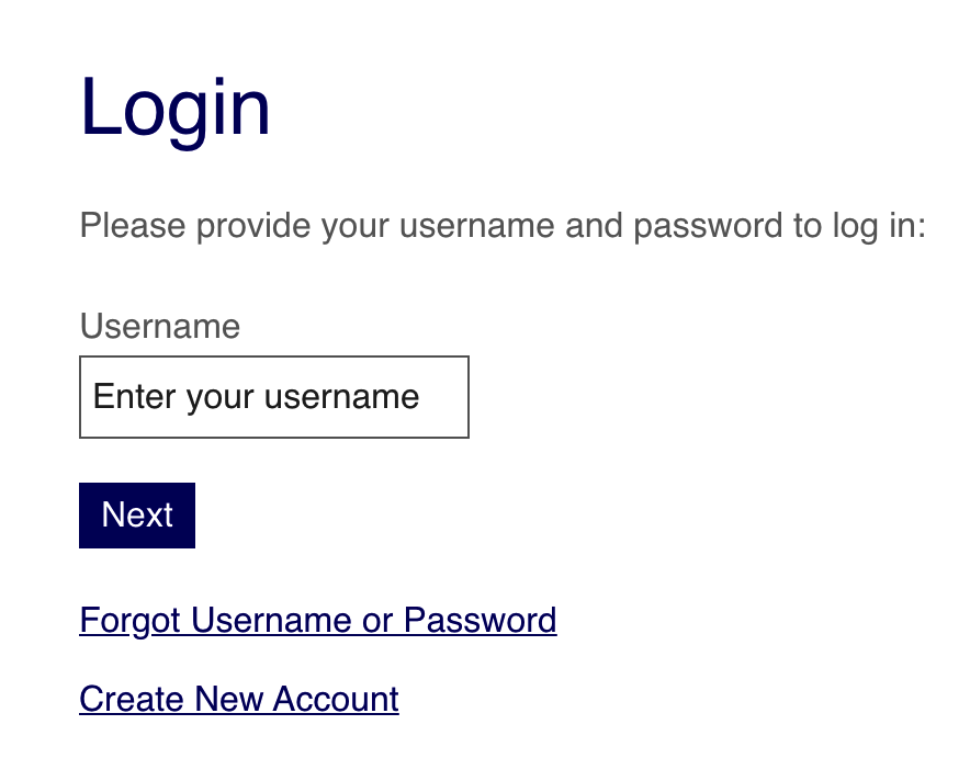 Login page detail showing Account element before logging in