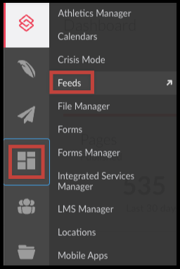 Feeds option in the Composer module menu