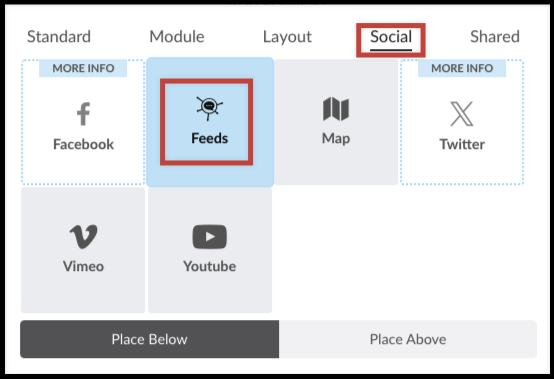 Feeds element in the Social section of the Element Library