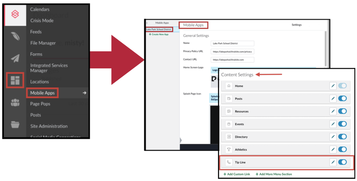 scroll down to find tip line in content settings