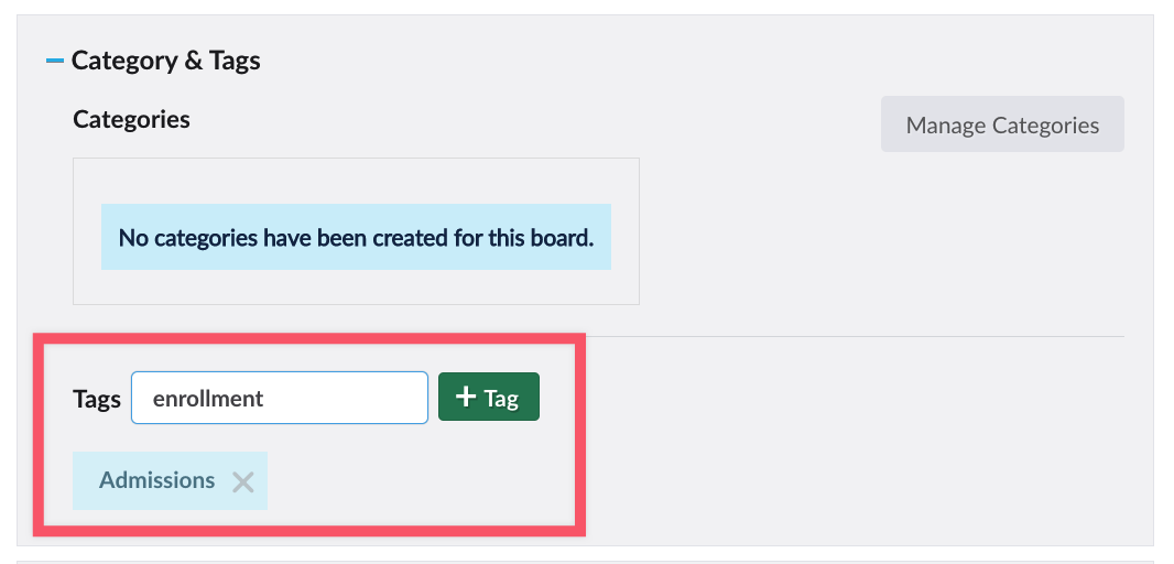 Category & Tags box expanded with Tags section highlighted